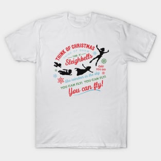 You Can Fly - Christmas Peter Pan art - Think of Christmas Think of Snow by Kelly Design Company T-Shirt